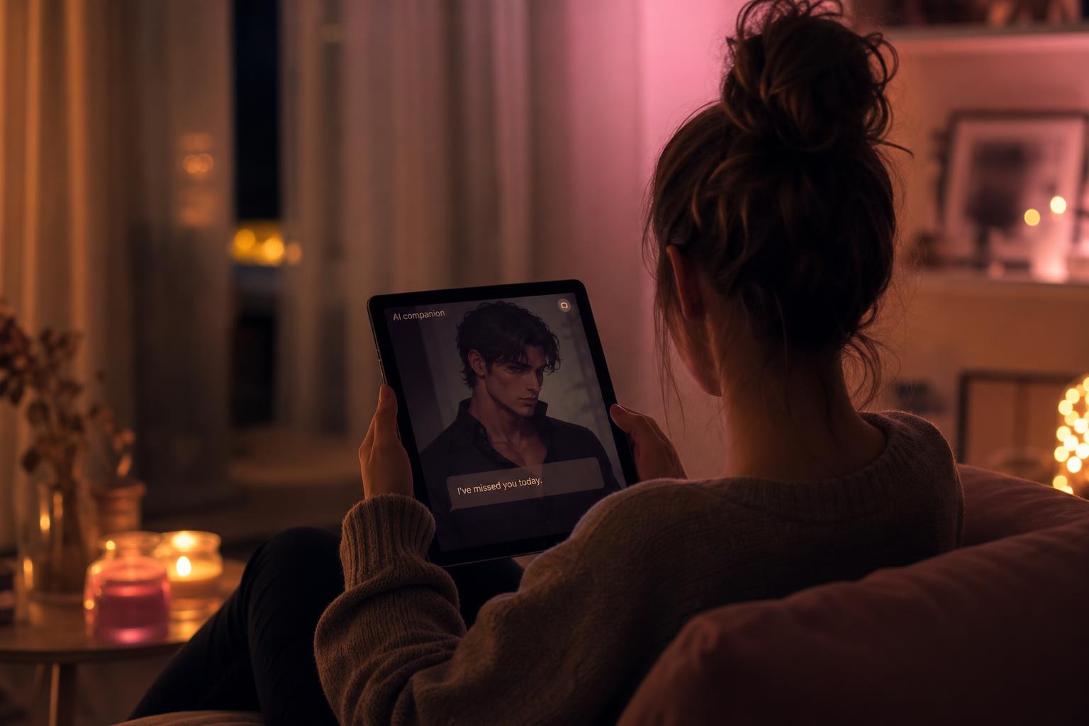 Personnage féminin généré par IA, ambiance néon rose