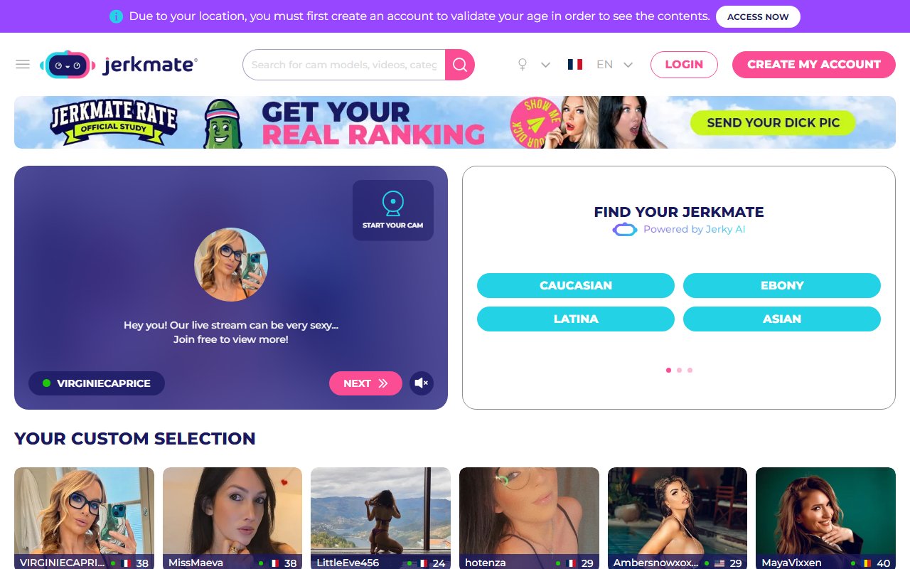 Aperçu de Jerkmate — site de cam premium avec matching intelligent